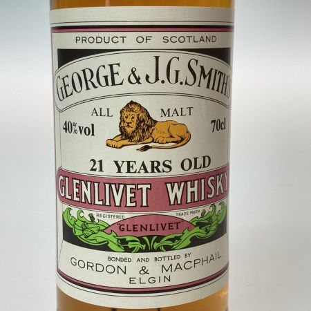  RDON & MACPHAIL スミス グレンリビット ライオンラベル ウイスキー 21年 700ml 40% 箱付 未開栓