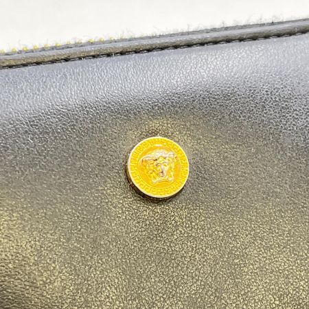  VERSACE ベルサーチ メデューサビギーエンブレム付き ロゴ入りレザーラウンドジッパー長財布 1006265 ブラック 箱付
