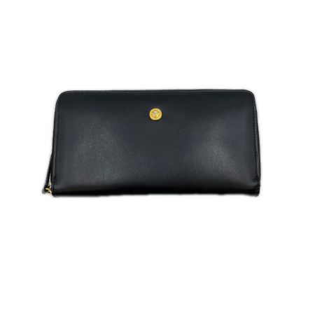  VERSACE ベルサーチ メデューサビギーエンブレム付き ロゴ入りレザーラウンドジッパー長財布 1006265 ブラック 箱付
