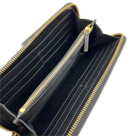  VERSACE ベルサーチ メデューサビギーエンブレム付き ロゴ入りレザーラウンドジッパー長財布 1006265 ブラック 箱付