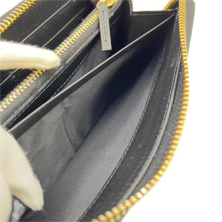  VERSACE ベルサーチ メデューサビギーエンブレム付き ロゴ入りレザーラウンドジッパー長財布 1006265 ブラック 箱付
