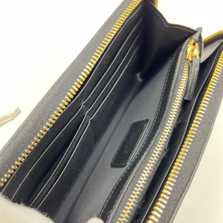 VERSACE ベルサーチ メデューサビギーエンブレム付き ロゴ入りレザーラウンドジッパー長財布 1006265 ブラック 箱付