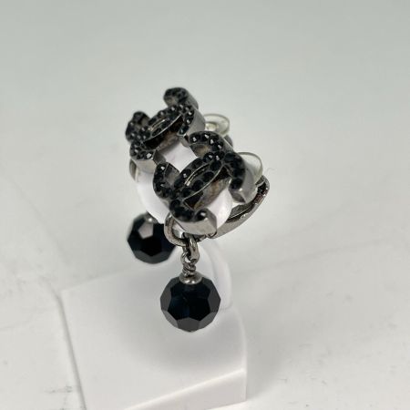 CHANEL シャネル ココマーク スイングイヤリング ラインストーン ブラック 箱付