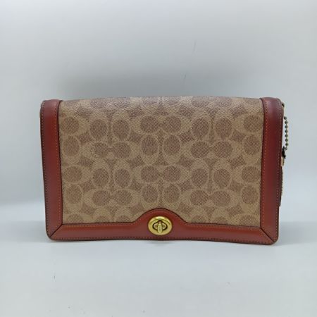  COACH コーチ シグネチャー ターンロック ショルダーバッグ 31070 ブラウン