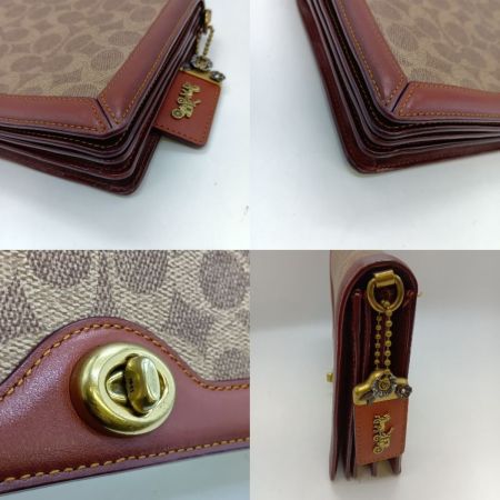  COACH コーチ シグネチャー ターンロック ショルダーバッグ 31070 ブラウン