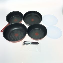 ◎◎ T-fal ティファール フライパン　取っ手1　ガス火対応1　ＩＨ対応2　取っ手付きＩＨ対応1　蓋2　計7点セット キズ・ヨゴレ有 Cランク