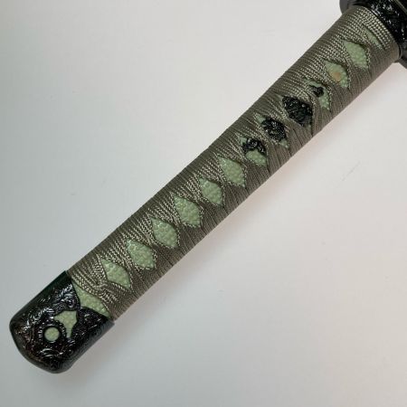   模造刀 鶴丸国長 匠刀房 木爪四方透かし鍔 銀鼡塗り鞘 金具・下緒緩み有 NEU-153