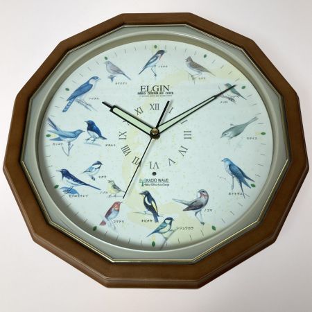  ELGIN エルジン 電波時計 掛け時計 野鳥電波掛け時計