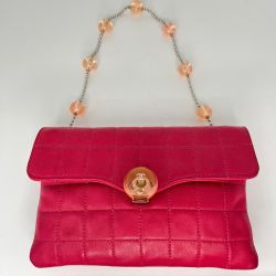CHANEL シャネル チョコバー ボールチェーンショルダー ショルダーバッグ ショッキングピンク ギャランティカード・箱付 Bランク