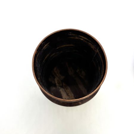   総皮茶筒 　細長 　一本帯 　無地皮 　伝統工芸士 　荒川慶太郎作 箱付き