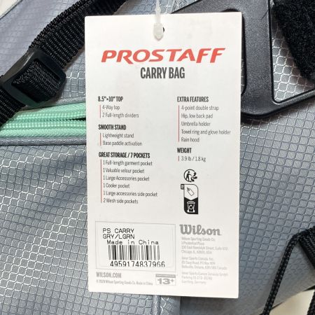  Wilson ウィルソン Prostaff Carry スタンド式キャディバッグ 8.5型 4分割 1.8kg グレー x ライトグリーン