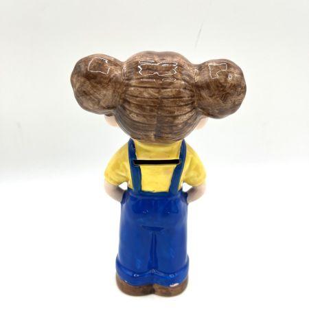   不二家ペコちゃん貯金箱 陶器製 昭和レトロ 青いオーバーオール