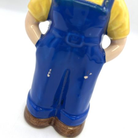   不二家ペコちゃん貯金箱 陶器製 昭和レトロ 青いオーバーオール