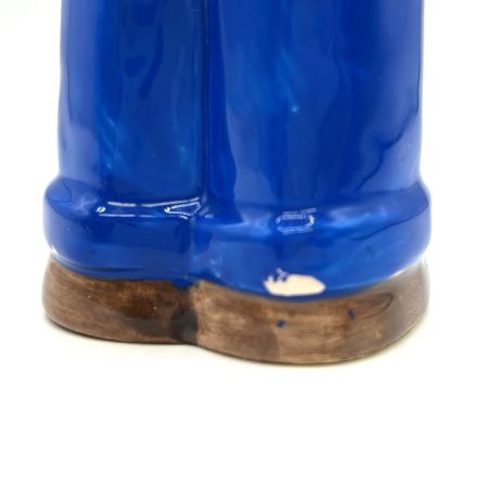   不二家ペコちゃん貯金箱 陶器製 昭和レトロ 青いオーバーオール