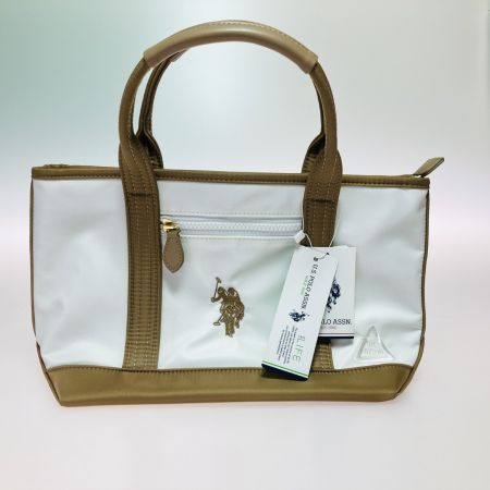    U.S.POLO ASSN トートバッグ USPA-2595 リサイクルナイロン ホワイト x ベージュ