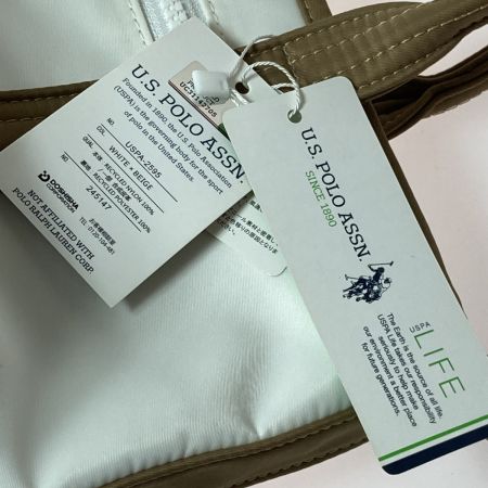    U.S.POLO ASSN トートバッグ USPA-2595 リサイクルナイロン ホワイト x ベージュ