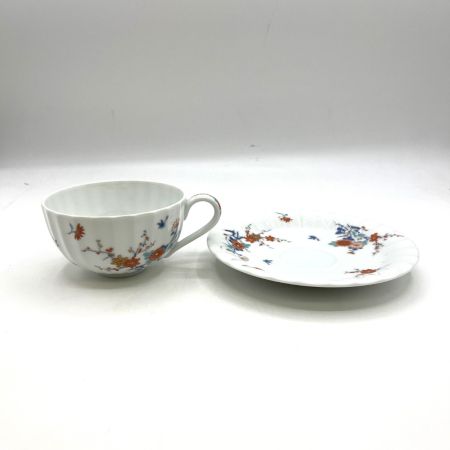   深川製磁 色絵花鳥紋 紅茶碗皿 箱付き