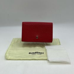 ◎◎ BURBERRY バーバリー TB 三つ折りサイフ コンパクトウォレット レッド Aランク
