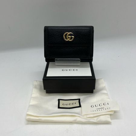  GUCCI グッチ 3つ折り財布 GGマーモント Wホック 三折財布 カーフスキンレザー 523277 0416 ブラック