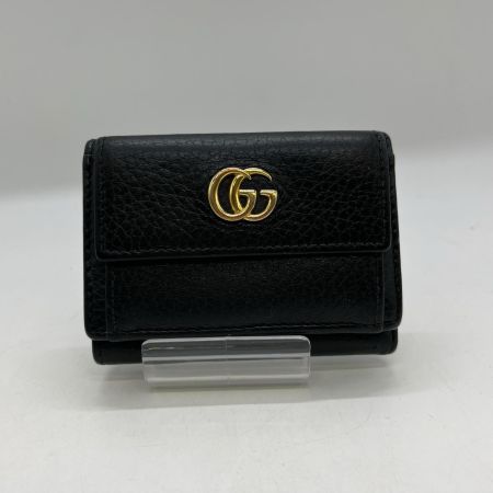  GUCCI グッチ 3つ折り財布 GGマーモント Wホック 三折財布 カーフスキンレザー 523277 0416 ブラック