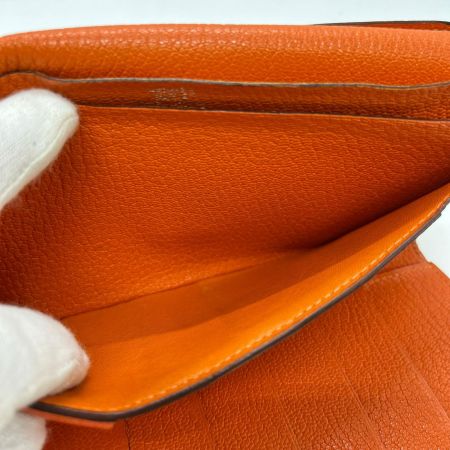  HERMES エルメス ベアン デュプリ 三つ折り財布　箱付き 24N オレンジ