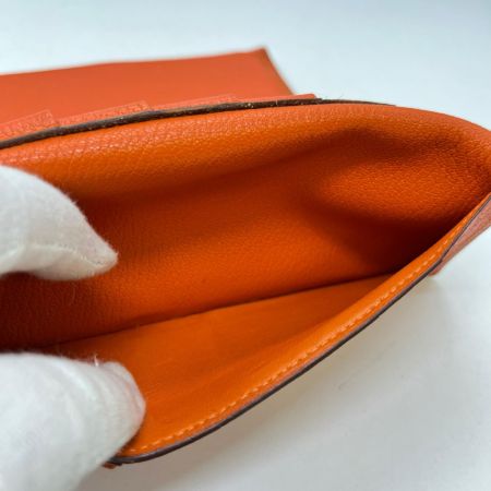  HERMES エルメス ベアン デュプリ 三つ折り財布　箱付き 24N オレンジ