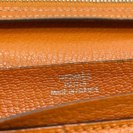  HERMES エルメス ベアン デュプリ 三つ折り財布　箱付き 24N オレンジ