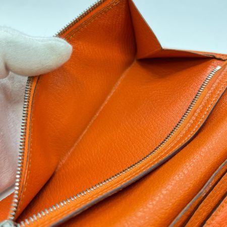  HERMES エルメス ベアン デュプリ 三つ折り財布　箱付き 24N オレンジ