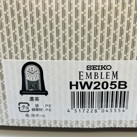  SEIKO セイコー  EMBLEM 電波置時計HW205B ブラウン x ゴールド