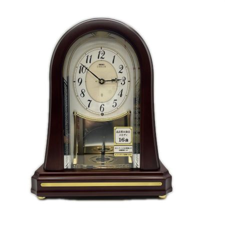  SEIKO セイコー  EMBLEM 電波置時計HW205B ブラウン x ゴールド