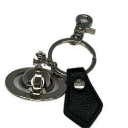 Vivienne Westwood ヴィヴィアン・ウエストウッド SAFFIANO PLAIN 3D ORB キーホルダー キーリング 8203011LU シルバー x ブラック Bランク
