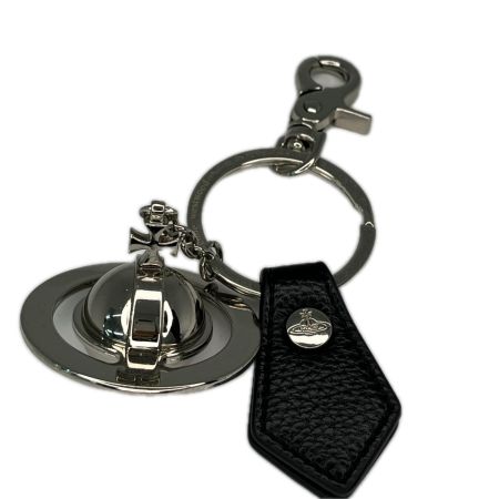 Vivienne Westwood ヴィヴィアン・ウエストウッド SAFFIANO PLAIN 3D ORB キーホルダー キーリング 8203011LU シルバー x ブラック