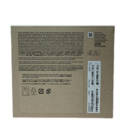  Sonos Sonos Play PLAYPJP1BLK GV26B4 スマートポータブルスピーカー Wi-Fi Bluetooth対応