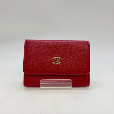  CHANEL シャネル カードケース　レザー 7461027  レッド 箱・ギャランティカード付