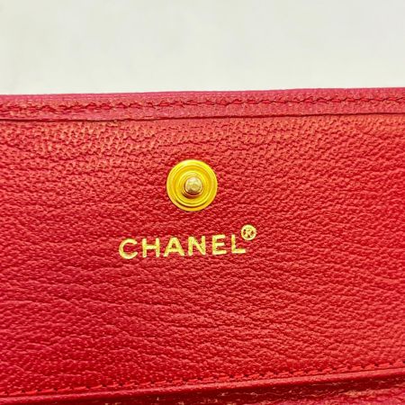  CHANEL シャネル カードケース　レザー 7461027  レッド 箱・ギャランティカード付