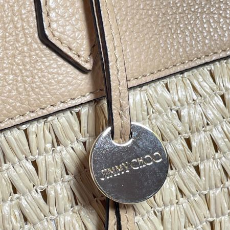 JIMMY CHOO ジミーチュウ カゴバッグ　ラフィアトートバッグ ベージュ
