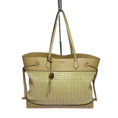 JIMMY CHOO ジミーチュウ カゴバッグ　ラフィアトートバッグ ベージュ