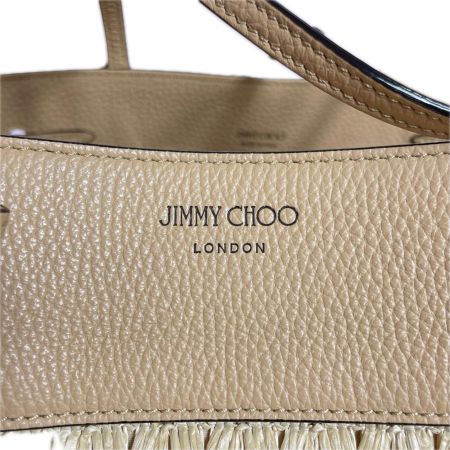 JIMMY CHOO ジミーチュウ カゴバッグ　ラフィアトートバッグ ベージュ