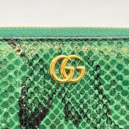  GUCCI グッチ ラウンドファスナー財布 GGマーモント パイソン  456117 グリーン 外箱・袋付き