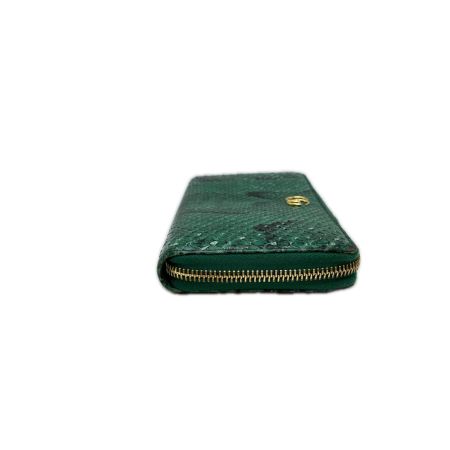  GUCCI グッチ ラウンドファスナー財布 GGマーモント パイソン  456117 グリーン 外箱・袋付き
