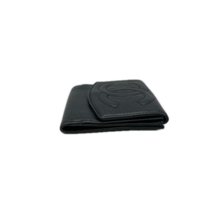CHANEL シャネル Wホック財布 ココマーク ブラック - 中古バッグ・財布
