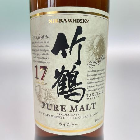 【北海道内限定発送】 TAKETSURU 竹鶴/ニッカウイスキー 竹鶴17年ピュアモルト 700ml 43% 箱無 未開栓