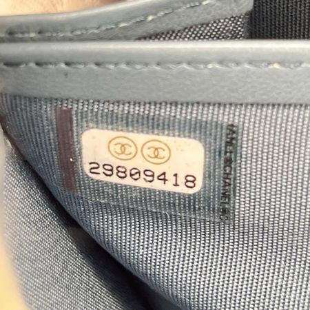 CHANEL シャネル ドーヴィル ストライプ ラウンドファスナー財布 AB1976 ターコイズグリーン ギャランティカード・箱付