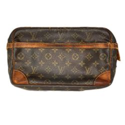 LOUIS VUITTON ルイヴィトン モノグラム コンピエーニュ セカンドバッグ M51845 ブラウン サイドタブ破れ Cランク