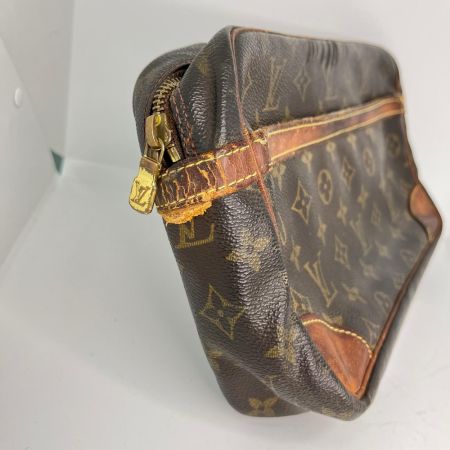 LOUIS VUITTON ルイヴィトン モノグラム コンピエーニュ セカンドバッグ M51845 ブラウン サイドタブ破れ