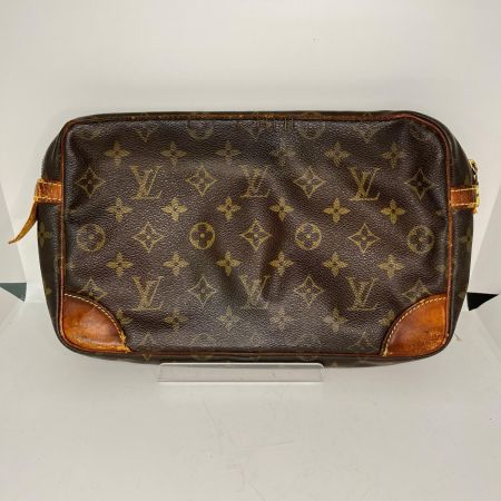 LOUIS VUITTON ルイヴィトン モノグラム コンピエーニュ セカンドバッグ M51845 ブラウン サイドタブ破れ