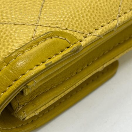 CHANEL シャネル 長財布 キャビアスキン　フィリグリー  箱付 小銭入れヨゴレ.角スレ有  A84449 イエロー