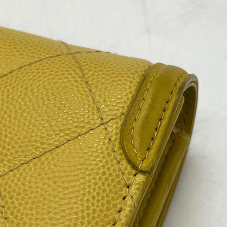 CHANEL シャネル 長財布 キャビアスキン　フィリグリー  箱付 小銭入れヨゴレ.角スレ有  A84449 イエロー