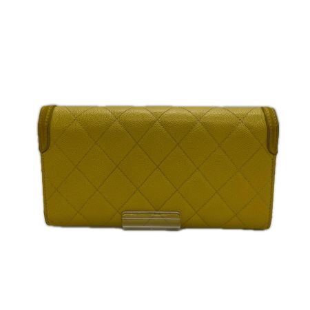 CHANEL シャネル 長財布 キャビアスキン　フィリグリー  箱付 小銭入れヨゴレ.角スレ有  A84449 イエロー