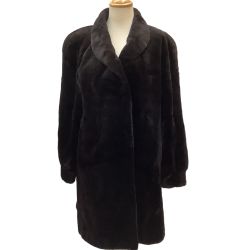 ♪♪ SAGA MINK レディース 毛皮 ロングコート SIZE Free こげ茶 Bランク